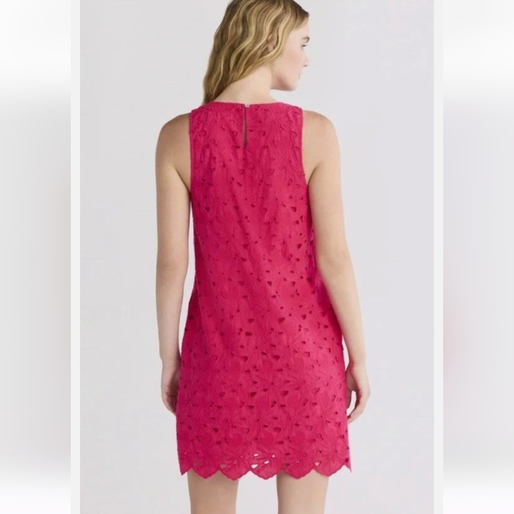 Vibrant Pink Mini Eyelet Dress - Picture 3 of 9